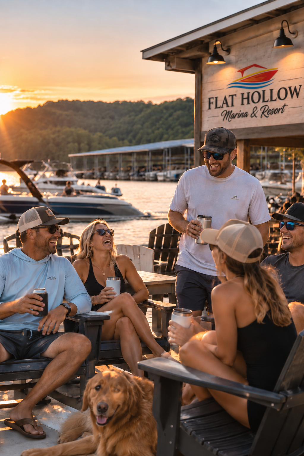 Waterfront homes and community landscape overlooking the calm waters of Norris Lake